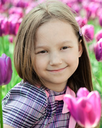 Girl in tulips